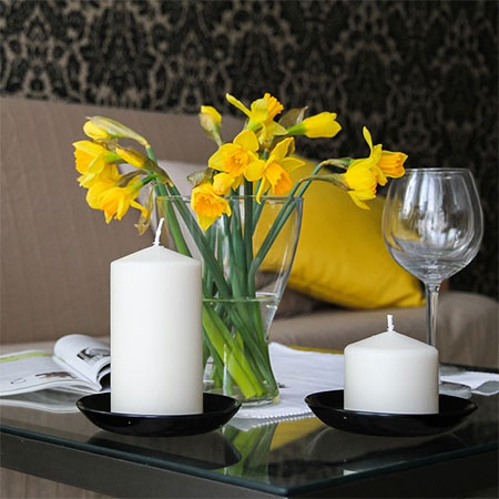 decorate with plants or fresh flowers