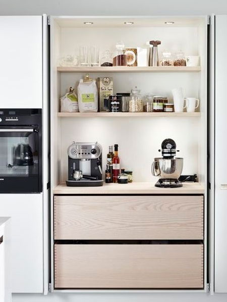 space for coffee bar in kitchen