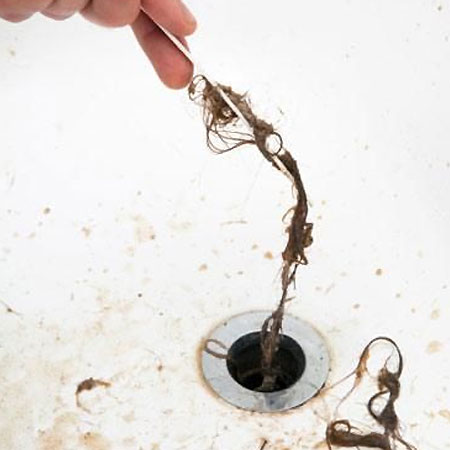 remove hair from drain