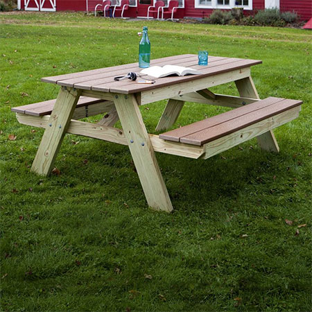 DIY 1-Piece Picnic Table and Benches