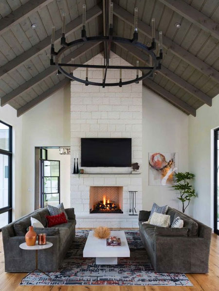 converted barn warm fireplace