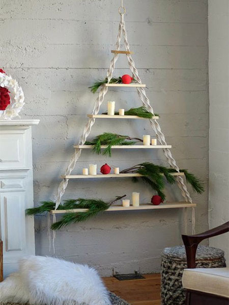 macrame christmas tree shelf