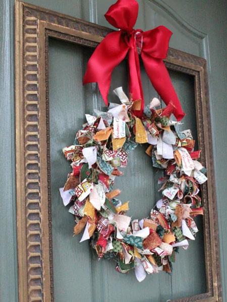 scrap fabric festive wreath