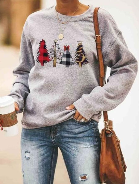 christmas tree applique on sweater
