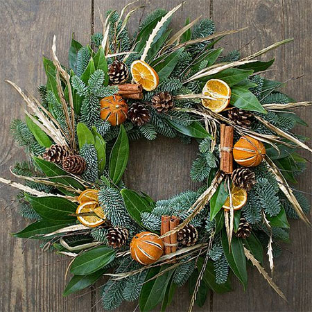 festive wreath fresh and dried fruits