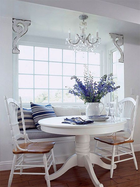 colourful accessories in white dining room