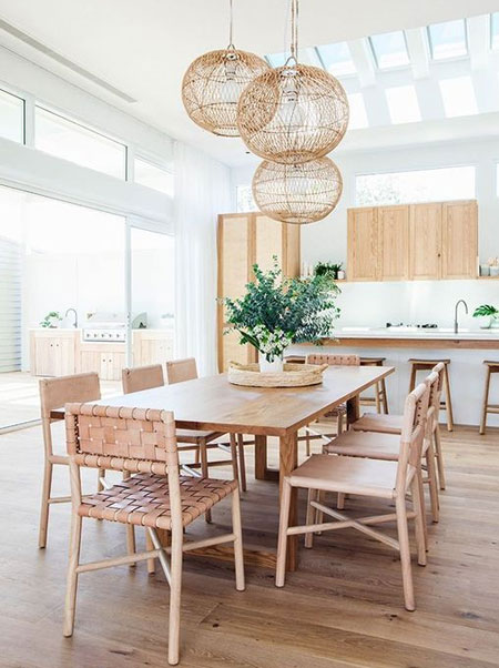 organic materials for white dining room