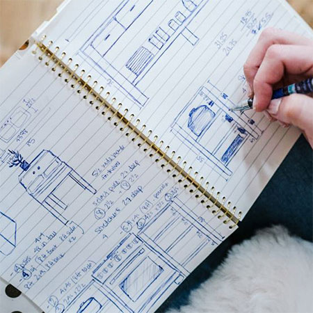 make a rough drawing of the kitchen layout