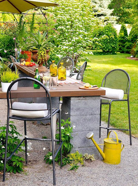 diy outdoor bar concrete blocks