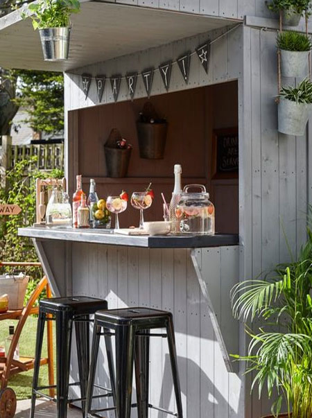 turn garden shed into outdoor bar