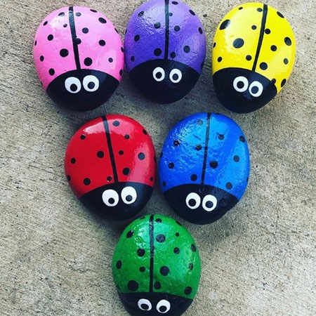 how to paint colourful garden pebbles