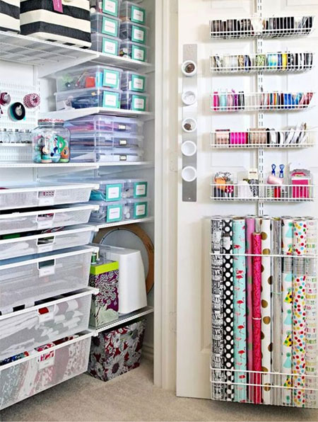 turn built in cupboards into storage for crafts or hobby