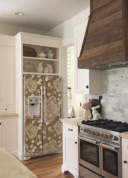 cover appliance fridge with wallpaper