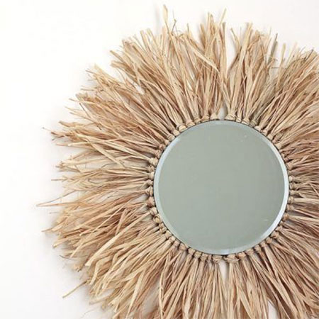 raffia mirror frame
