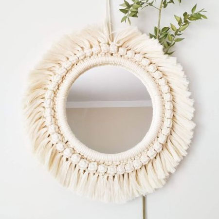 macrame rope mirror frame