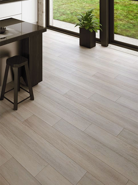 designs for wood look floor tiles in kitchen