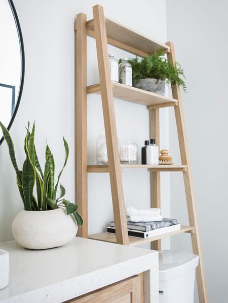 leaning ladder shelf for bathroom