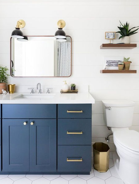 add new hardware to bathroom vanity