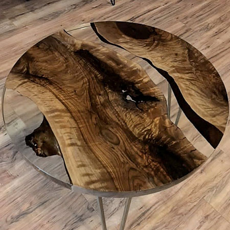 coffee side table with epoxy resin