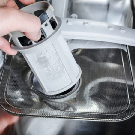 clean filter in dishwasher