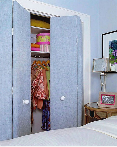 Transform Ugly Closet Or Cupboard Doors With Fabric