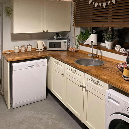 scaffolding planks for kitchen countertop