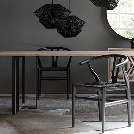 wood and steel frame dining table