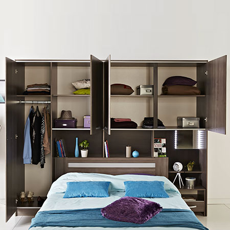 storage headboard with clothing storage