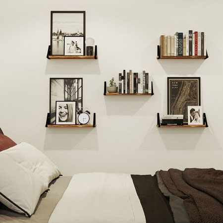 make use of walls for storage in small bedroom