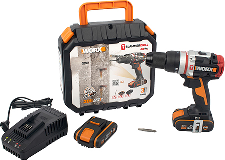 The WORX SLAMMER drills into wood, metal, plastic, masonry, and concrete!