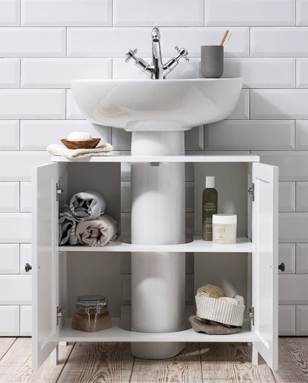 storage for under pedestal sink from