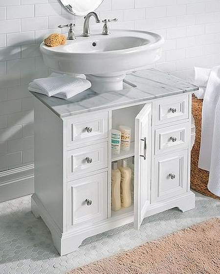 Design Storage For Around Pedestal Sink, Can You Put A Vanity Around Pedestal Sink