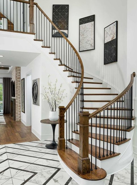 curved staircase in modern home