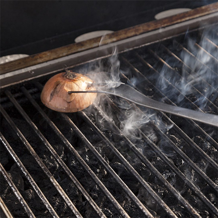 clean braai grill with onion