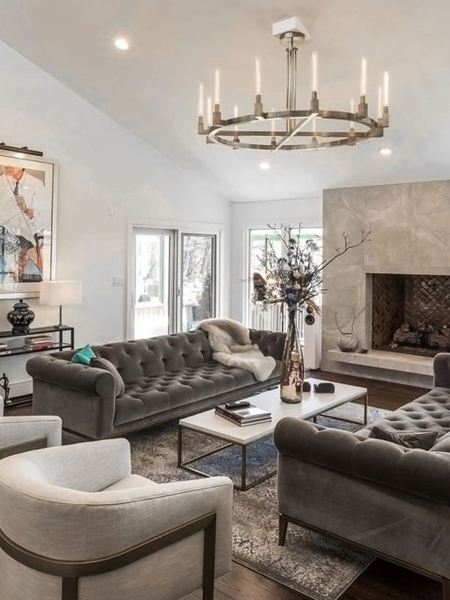 masculine living room with feminine touches