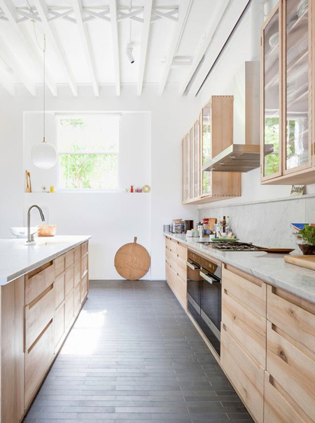 wood kitchen white countertops