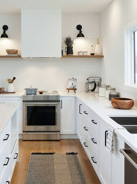 white countertops in white kitchen