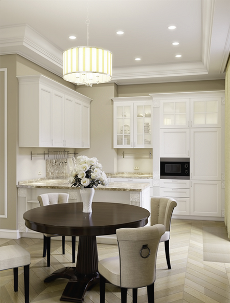 light furniture and fittings in dark room