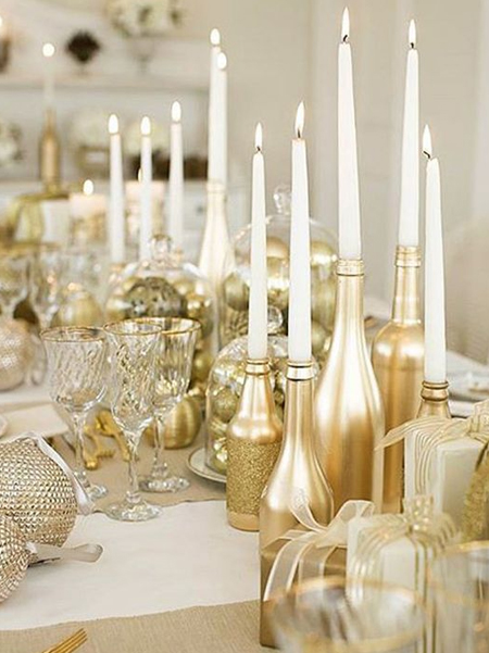 spray paint glass bottles for candle holders