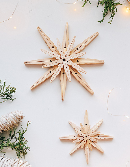 how to make clothes peg snowflakes