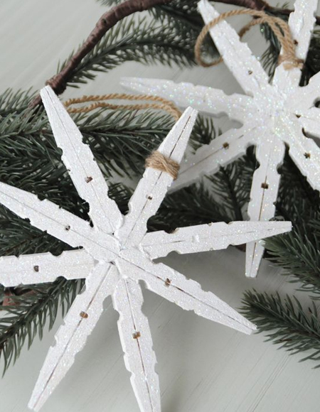 how to make clothes peg snowflakes