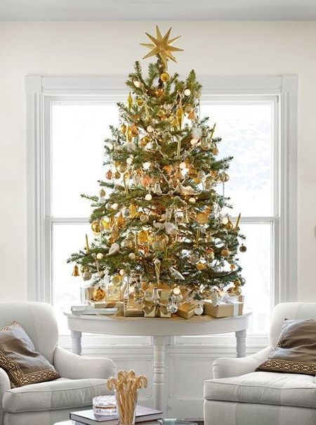 gold christmas tree decorations