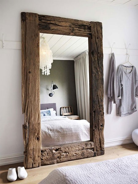 make reclaimed wood standing mirror