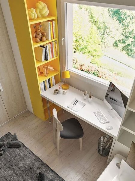 paint splashes of yellow in home office