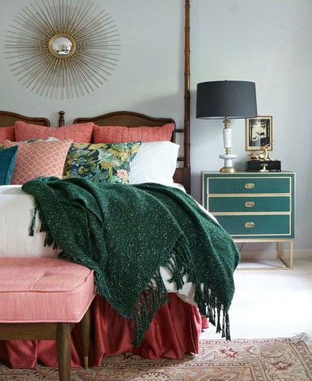 pink white green bedroom colour palette
