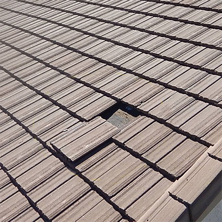 slipped roof tile