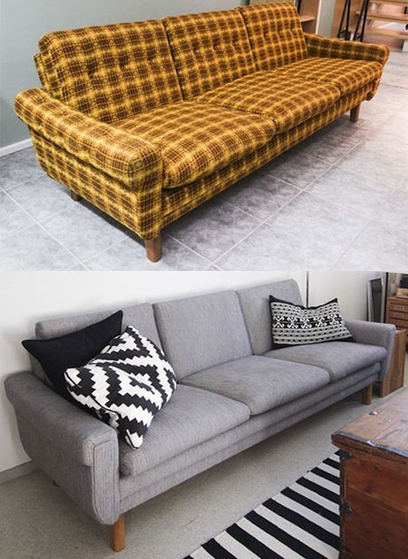 how to upholster ugly sofa