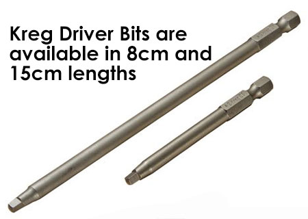 kreg driver bits in 8cm and 15cm lengths