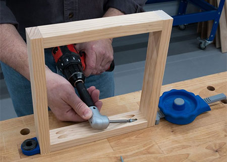 use right angle head on drill for tight spaces
