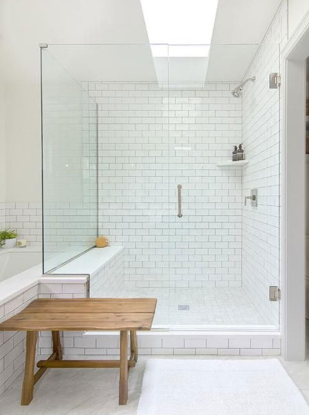 glass shower panels in small bathroom